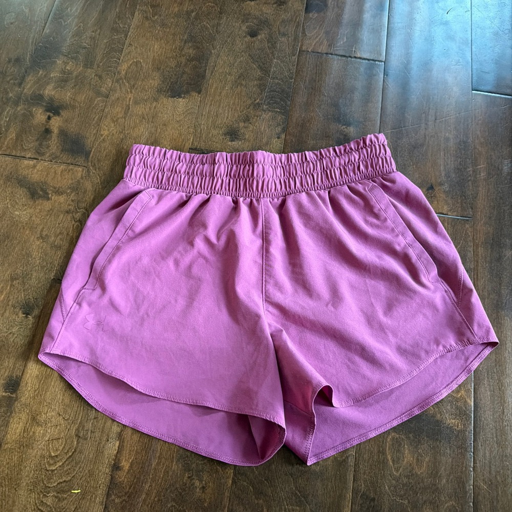 Under Armour Womens Smocked Waist Running Shorts Pink Size Small Unlined